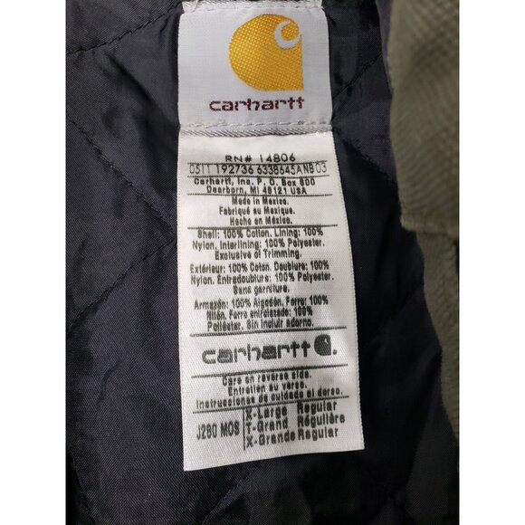 Men's Carhartt J280 MOS Duck Canvas Work Jacket Hooded Green Size XLarge - Picture 5 of 14